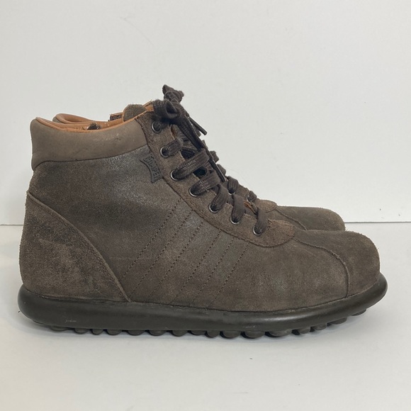 Camper Boots Mens 40 US 7 Brown Suede Zip Lace Up Ankle  Peu Alicante - Picture 1 of 14